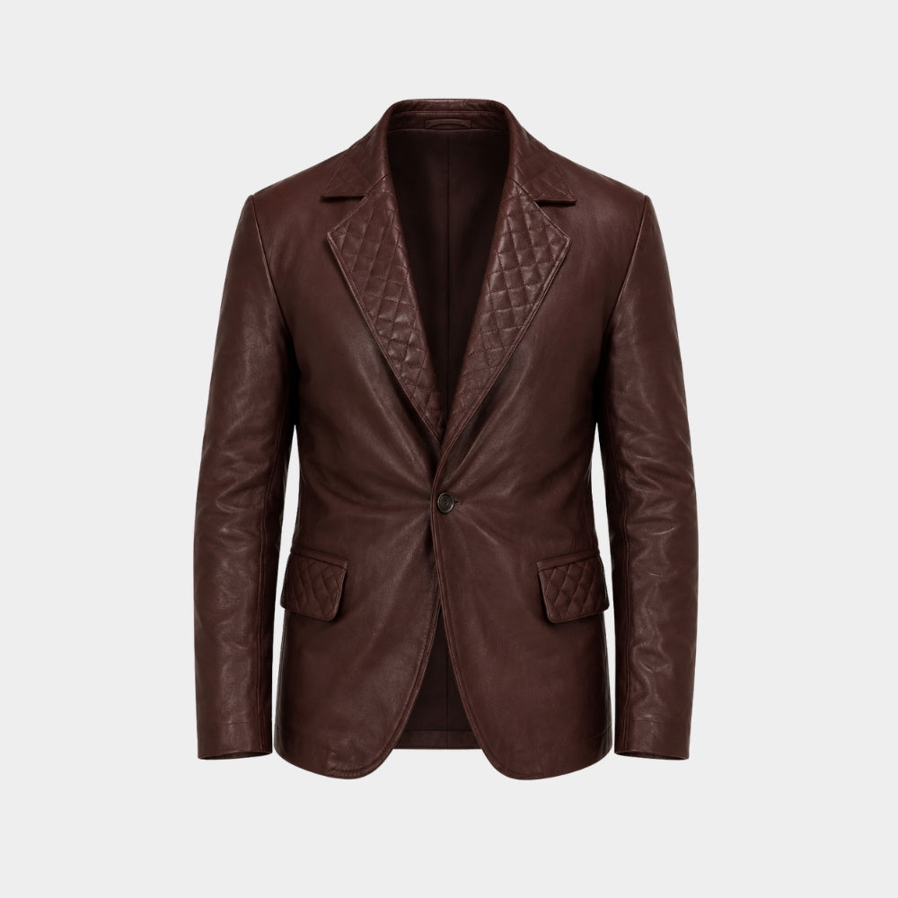 Classic Brown Leather Blazer
