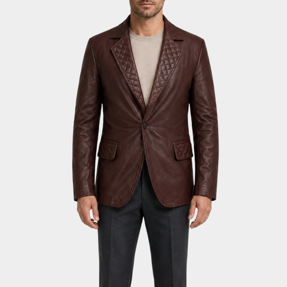 Classic Brown Leather Blazer