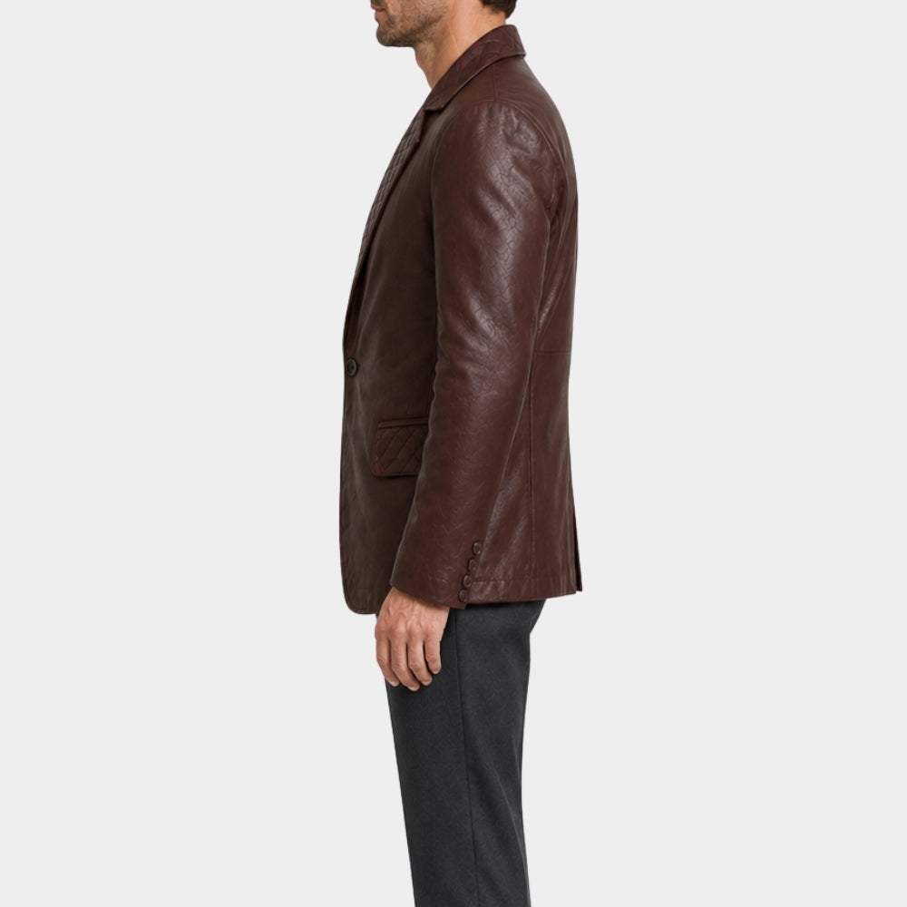 Classic Brown Leather Blazer