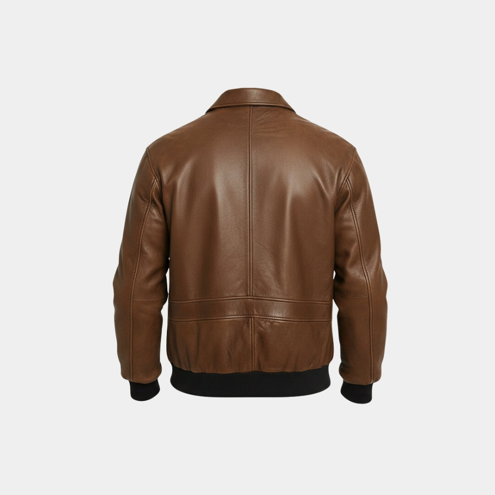 Connor MacLeod  Highlander Brown A-2 Leather Bomber Jacket - Mannequin Back View