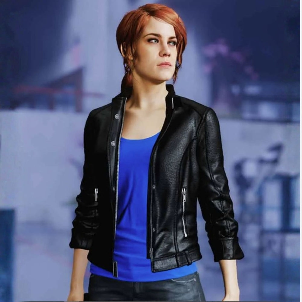 Control  Jesse Faden Black Leather Jacket - Character Front View