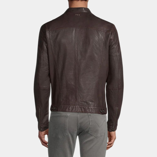 Countdown Mark Meachum Brown Leather Jacket - Back View