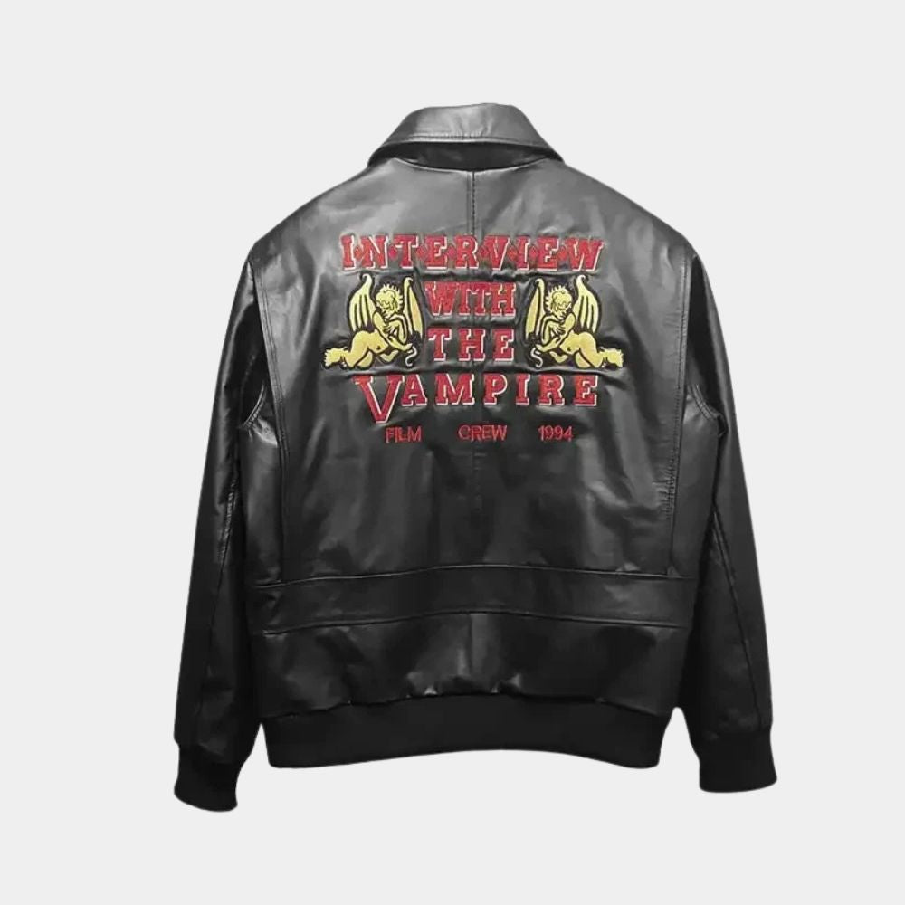 Crew Interview with The Vampire Black Leather Jacket - Mannequin Back View