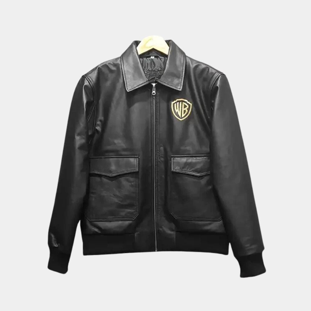 Crew Interview with The Vampire Black Leather Jacket - Mannequin Front View