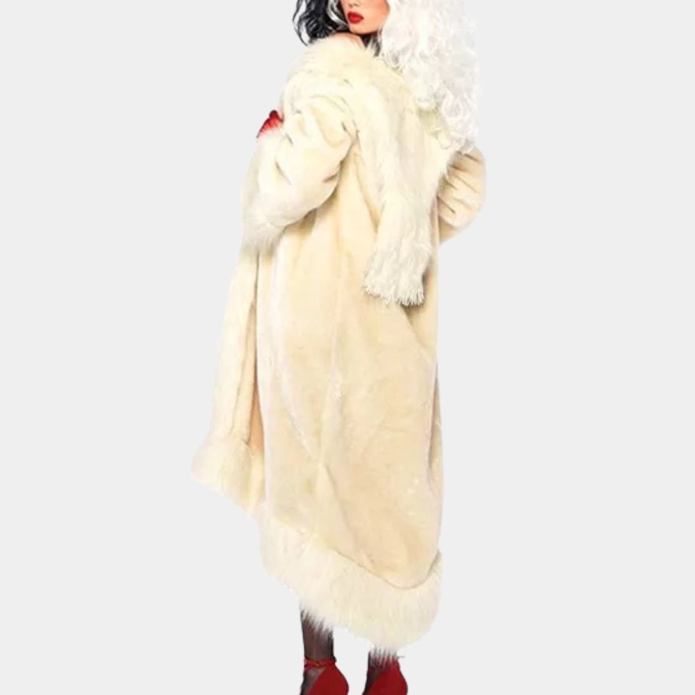Cruella  Cruella de Vil aka Emma Stone Long Fur Coat - Back View
