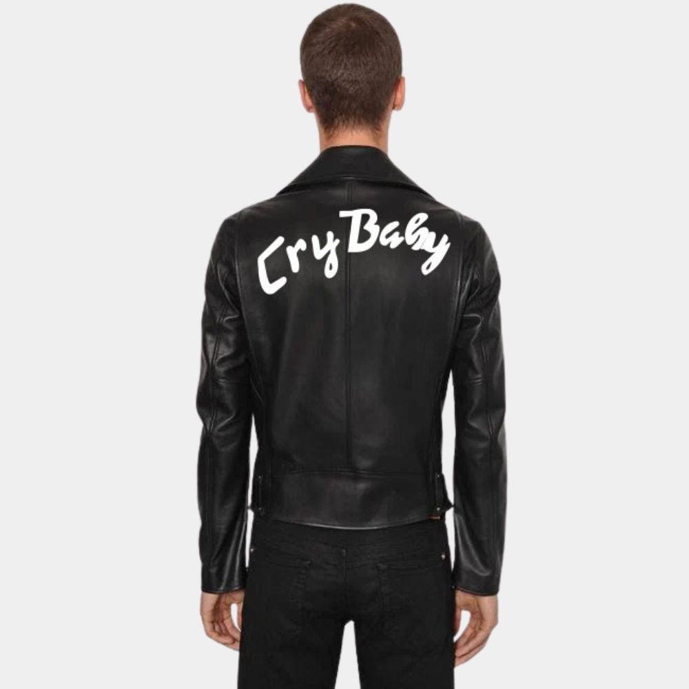Cry Baby Johnny Depp Leather Biker Jacket - Back Vew