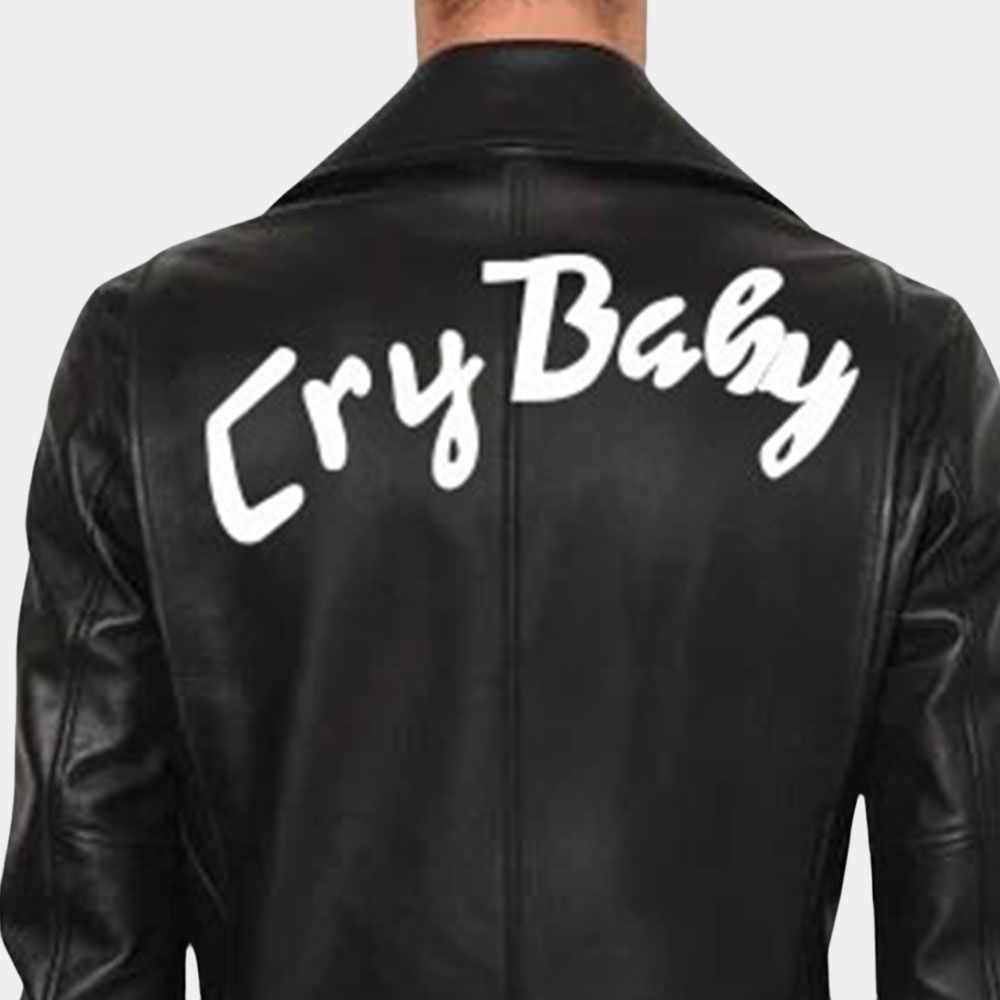 Cry Baby Johnny Depp Leather Biker Jacket - Close - Up Back View