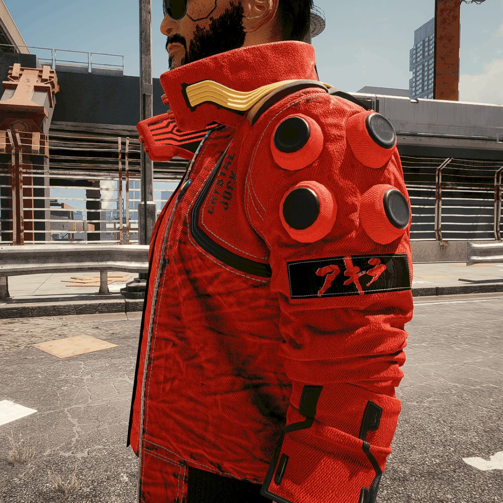 Cyberpunk 2077  Akira Capsule Red Leather Jacket - Character Side View