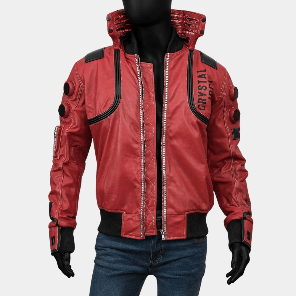 Cyberpunk 2077  Akira Capsule Red Leather Jacket - Mannequin Front View