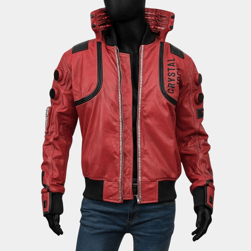 Cyberpunk 2077  Akira Capsule Red Leather Jacket - Mannequin Front View