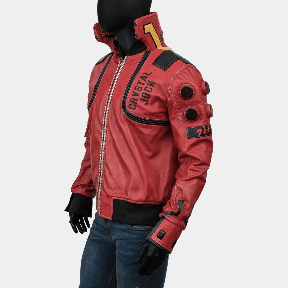 Cyberpunk 2077  Akira Capsule Red Leather Jacket - Mannequin Side View