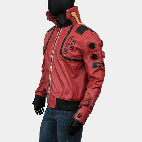 Cyberpunk 2077  Akira Capsule Red Leather Jacket - Mannequin Side View