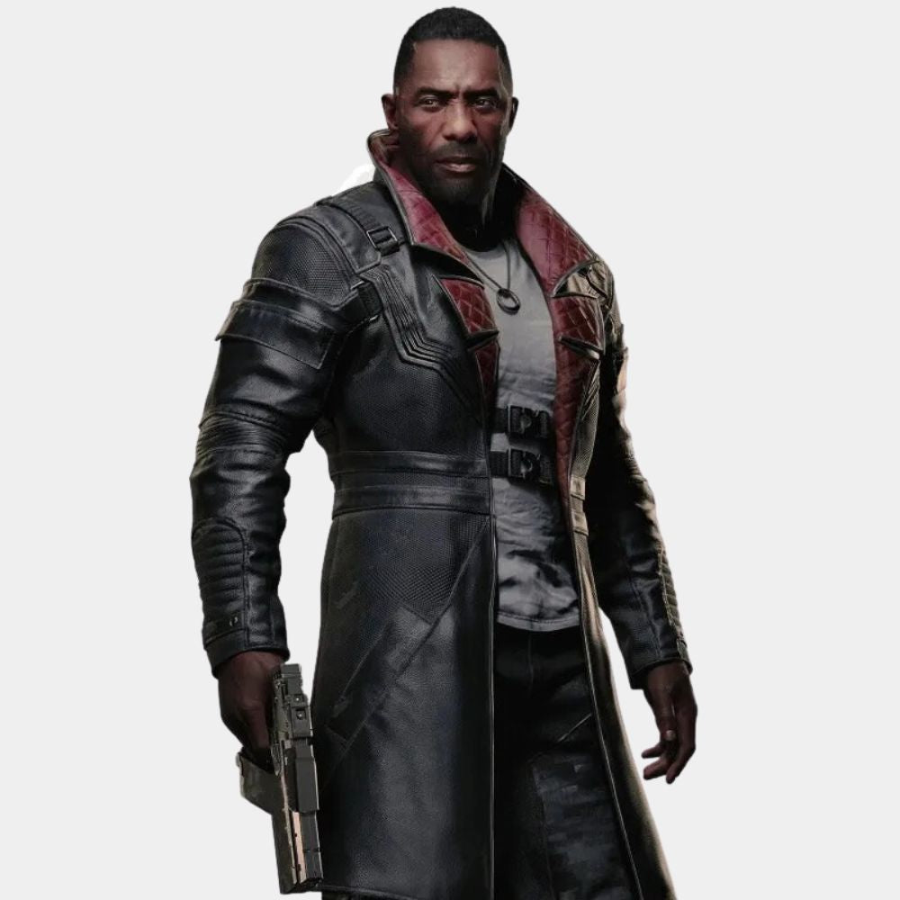 Cyberpunk 2077 Phantom Liberty Solomon Reed Black Leather Coat - Character Front View