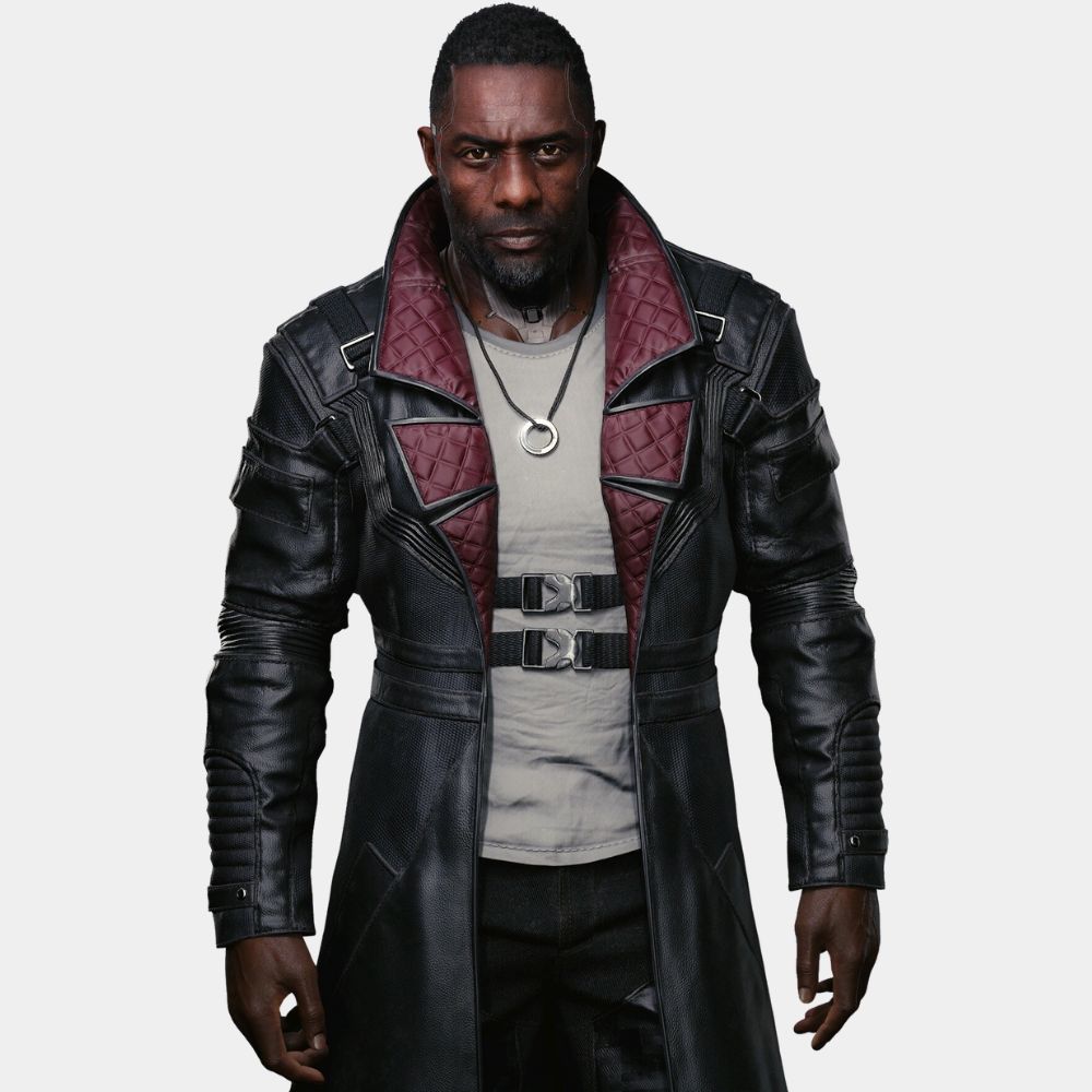 Cyberpunk 2077 Phantom Liberty Solomon Reed Black Leather Coat - Front View