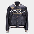Damson Idris F1 APXgp Damson Idris Racing Varsity Leather Jacket - Mannequin Front View