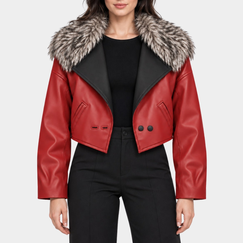 Dandadan Momo Ayase Cropped Leather Jacket