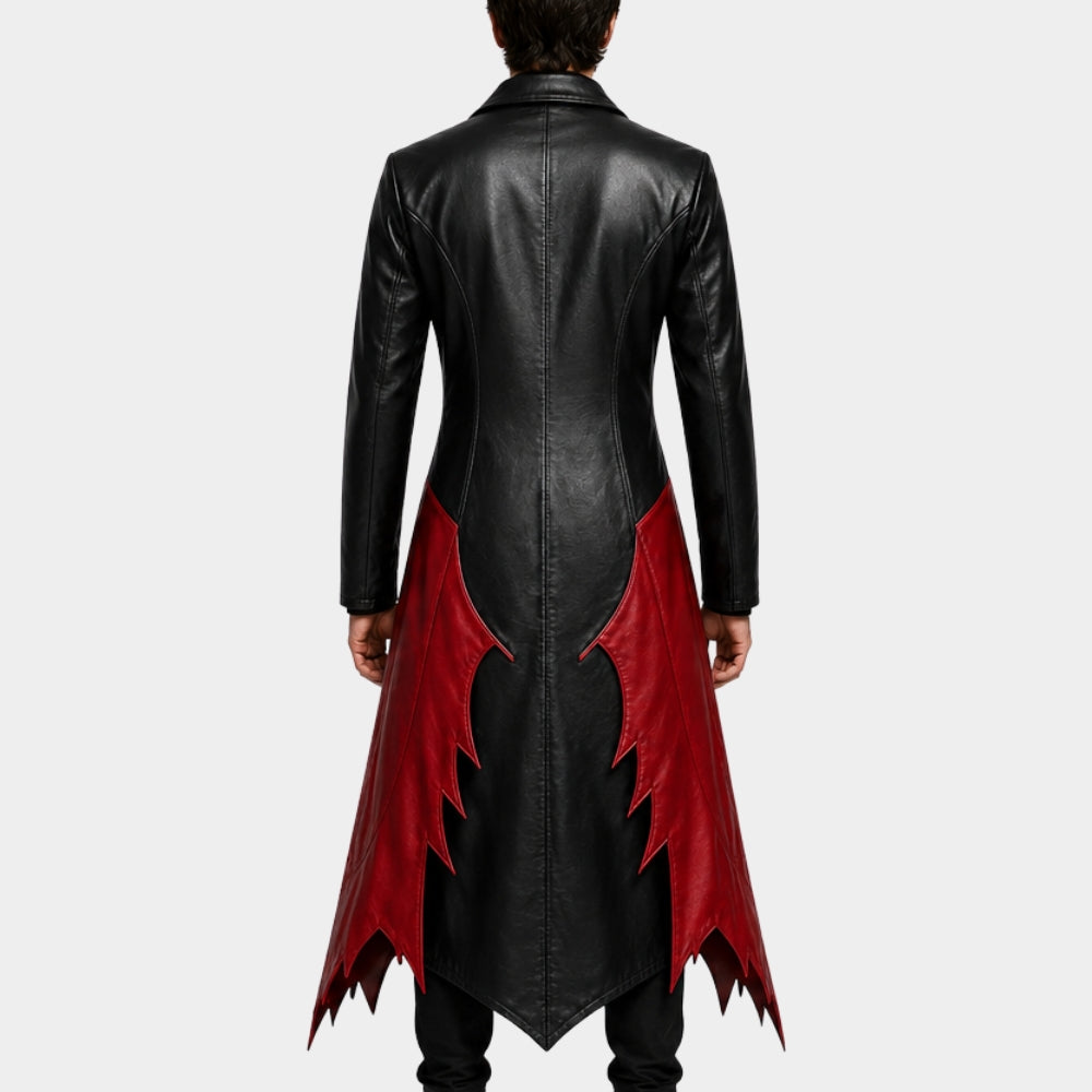 Dandadan Okarun Inspired Black Red Leather Coat