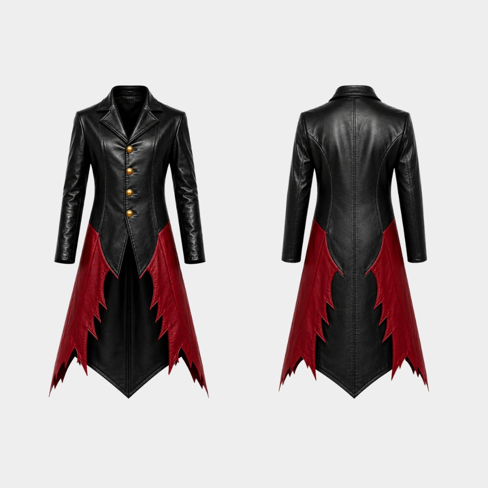 Dandadan Okarun Inspired Black Red Leather Coat