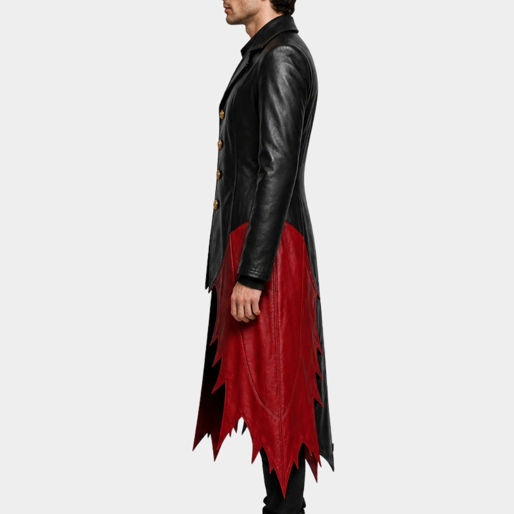 Dandadan Okarun Inspired Black Red Leather Coat