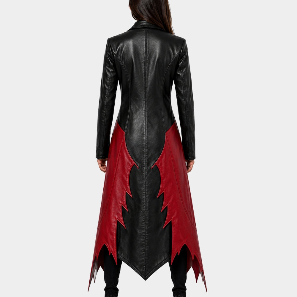 Dandadan Okarun Inspired Black Red Leather Coat