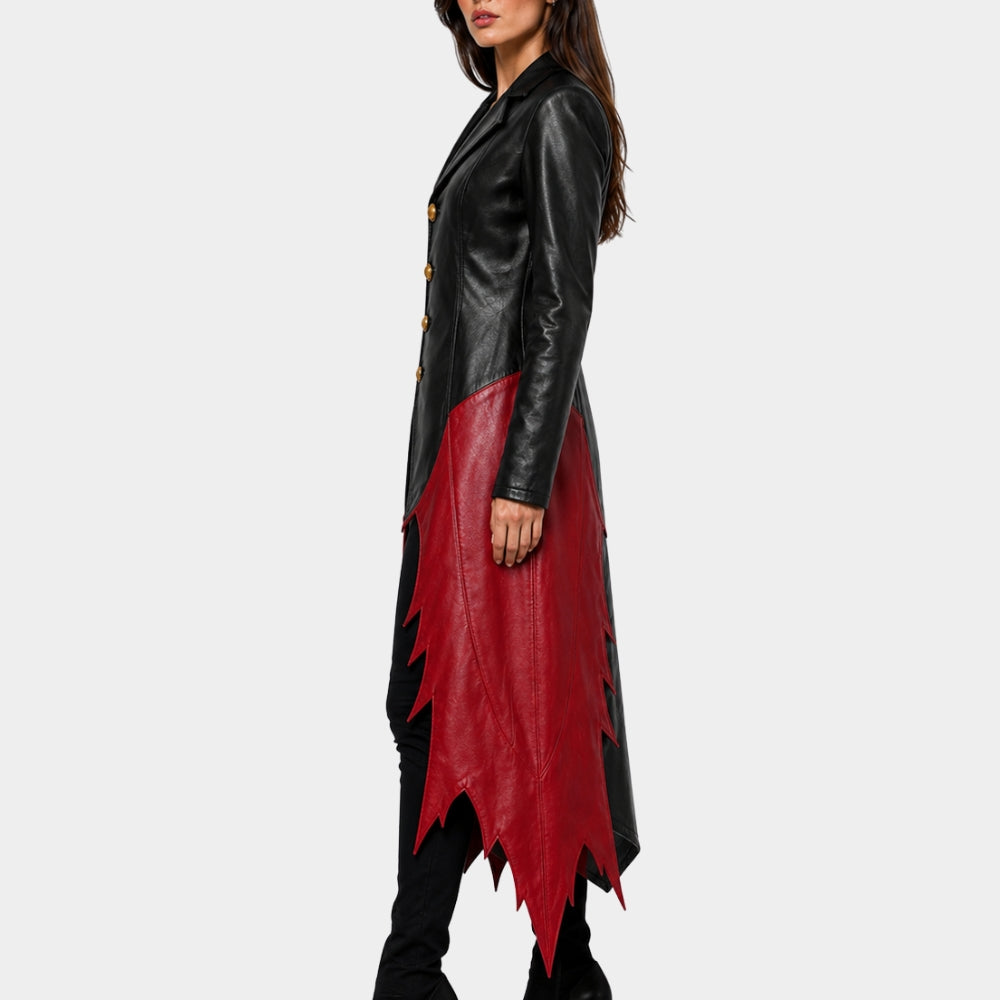 Dandadan Okarun Inspired Black Red Leather Coat