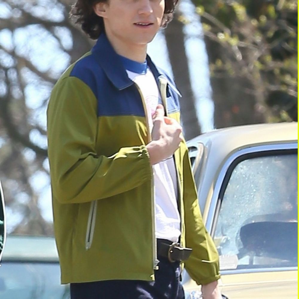 Danny Sullivan Tom Holland Green and Blue Shirt Collar Jacket - Character Side View