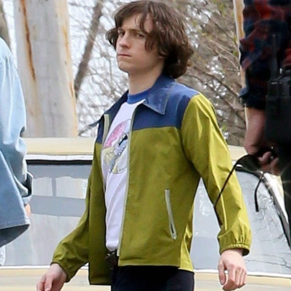 Danny Sullivan Tom Holland Green and Blue Shirt Collar Jacket - Side View
