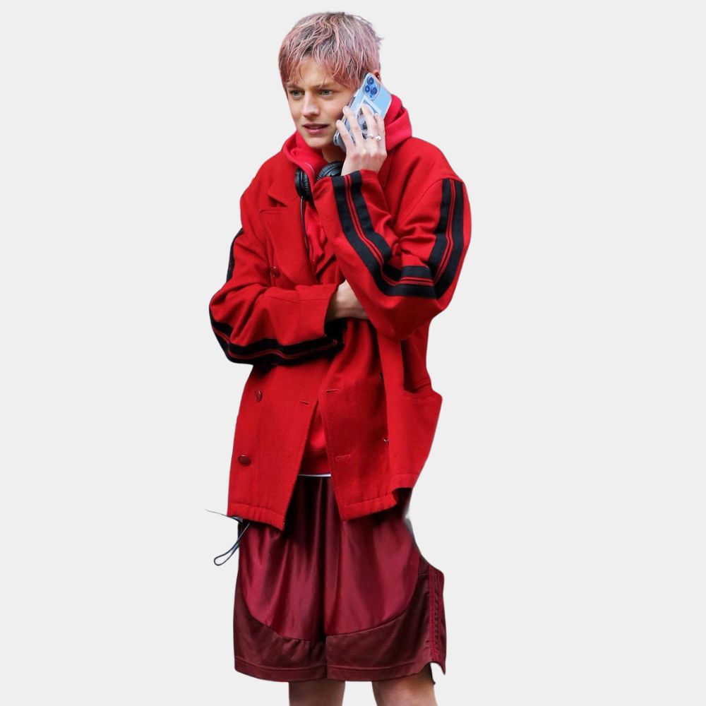 Darby Hart A Murder at the End of the World Emma Corrin Double Breasted Coat - Side Posture View