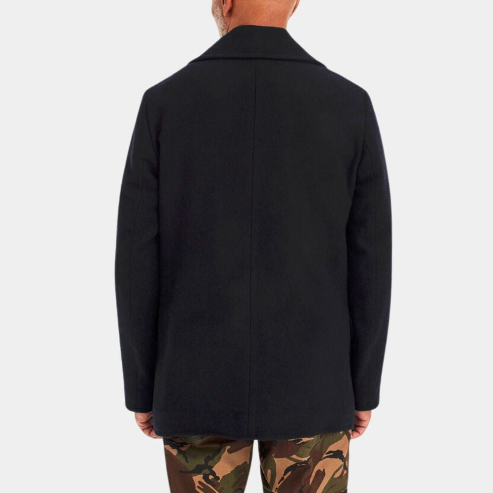 Dark Matter Joel Edgerton Black Wool Peacoat - Back View
