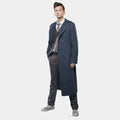 David Tennant 60th Anniversary Specials Fourteenth Doctor Who Blue Wool Trench Coat - Front View