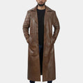 Dawn of Justice Batman Nightmare Brown Leather Trench Coat - Front View