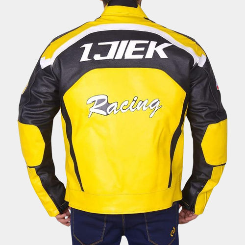 Dead Rising 2 Chuck Greene Yellow and Black Leather Jacket - Back View