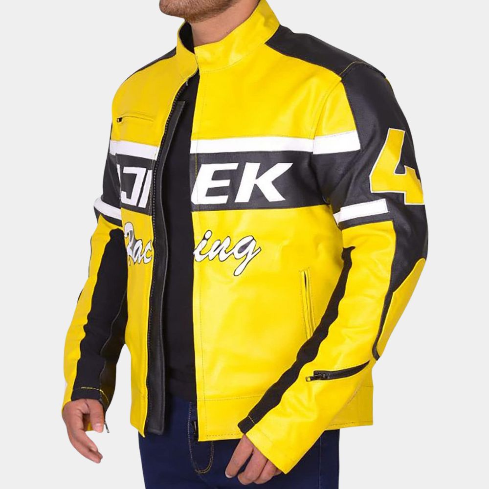 Dead Rising 2 Chuck Greene Yellow and Black Leather Jacket - Side View