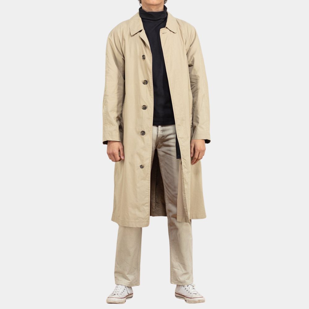 Dead Shot Colin Morgan Cotton Trench Coat - Front View