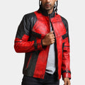 Deadpool & Wolverine Ryan Reynolds Red & Black Leather Jacket - Front View