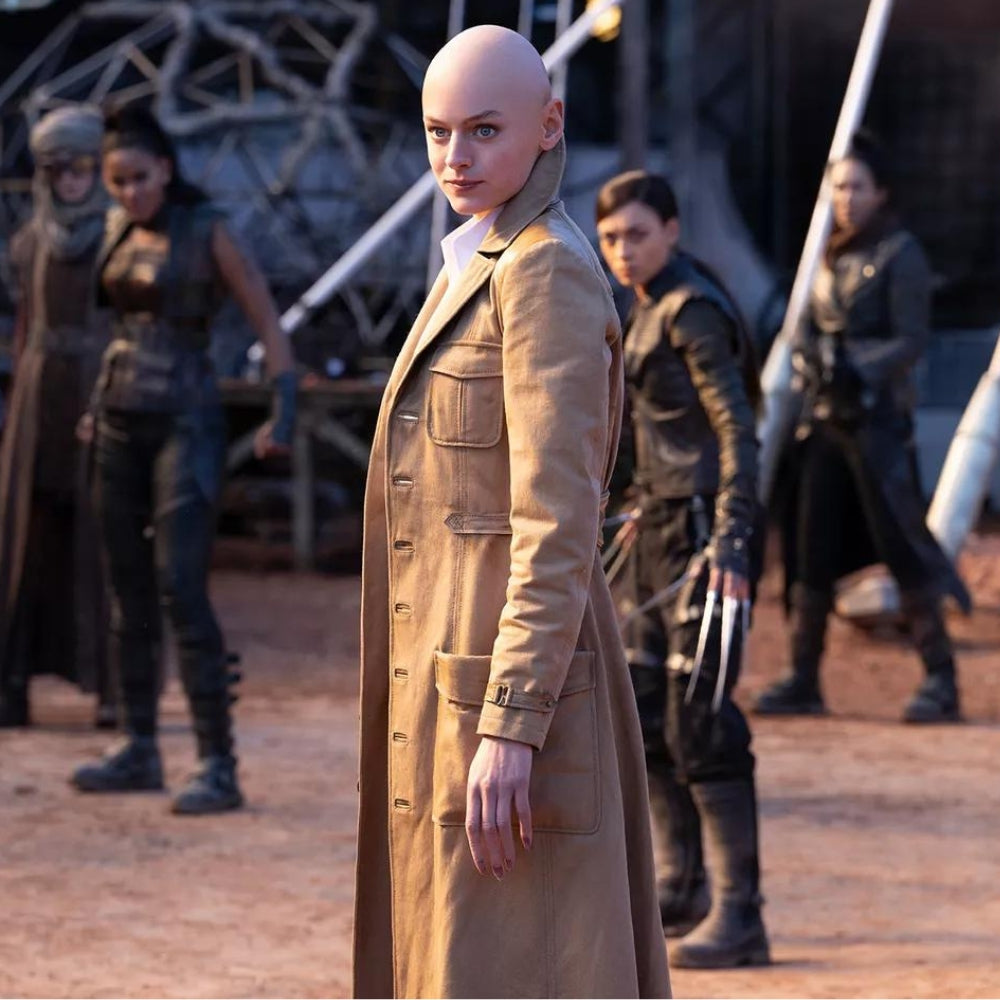 Deadpool &amp; Wolverine Women's Cassandra Nova Long Trench Coat - Character Side View