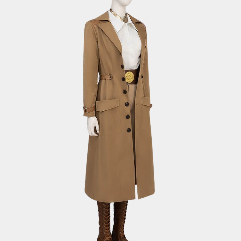 Deadpool &amp; Wolverine Women's Cassandra Nova Long Trench Coat - Mannequin Side Posture View