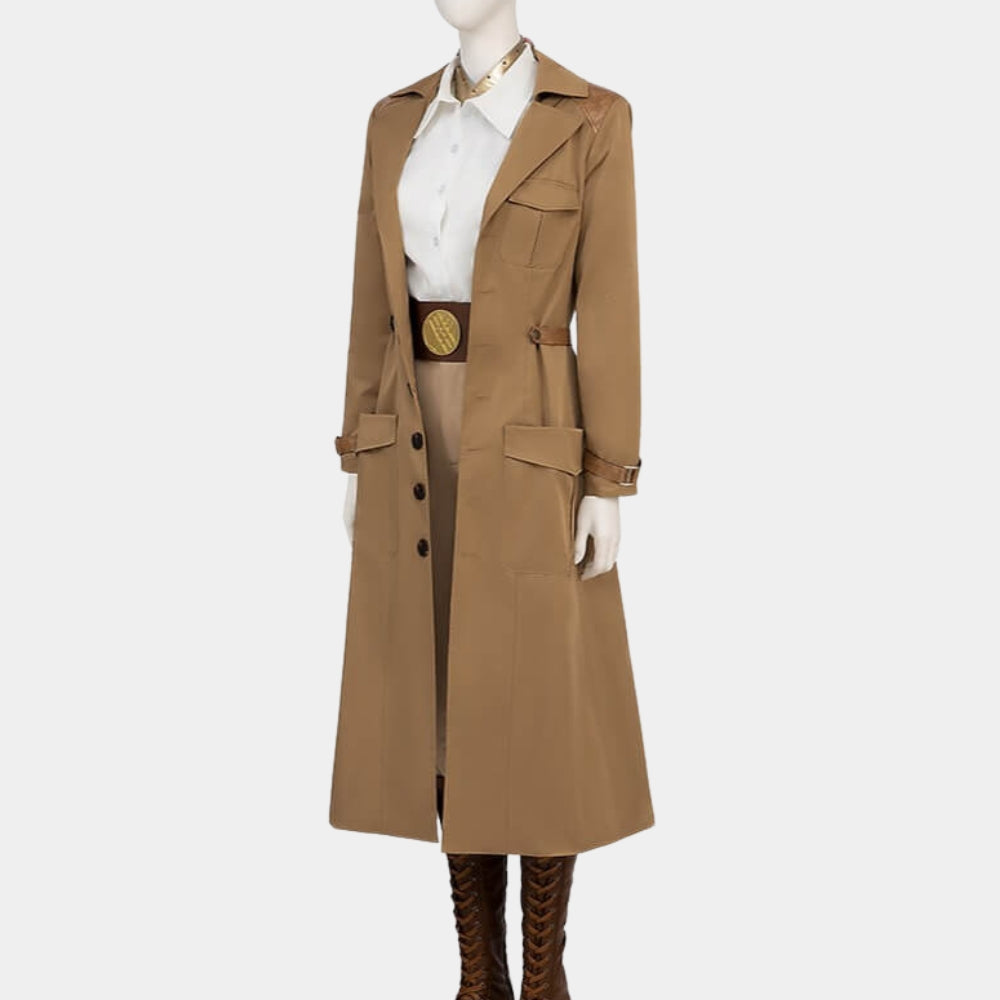 Deadpool &amp; Wolverine Women's Cassandra Nova Long Trench Coat - Mannequin Side View