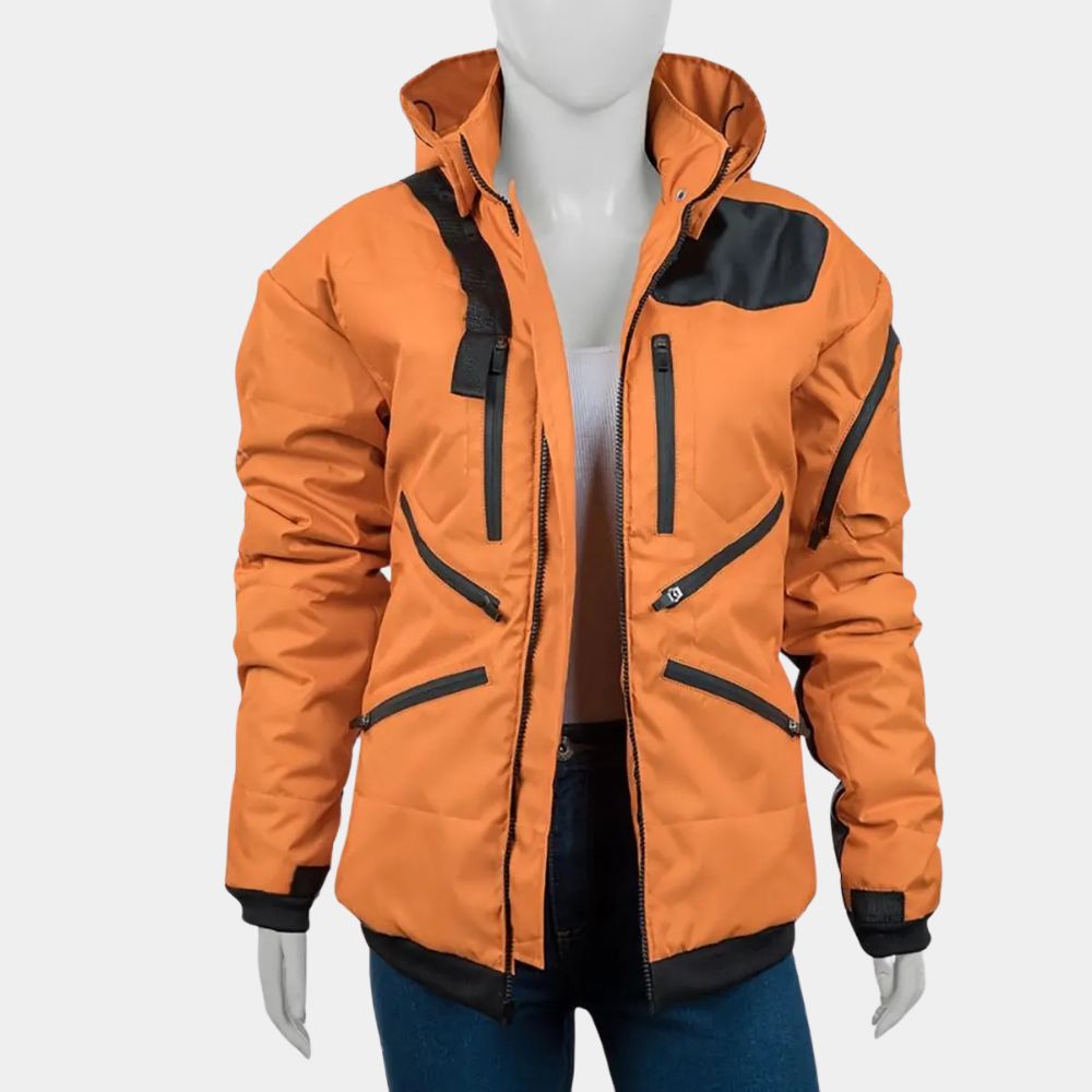Death Stranding 2 Death Stranding 2 On the Beach Hideo Kojima Orange Hooded Jacket - Mannequin Front Posture View