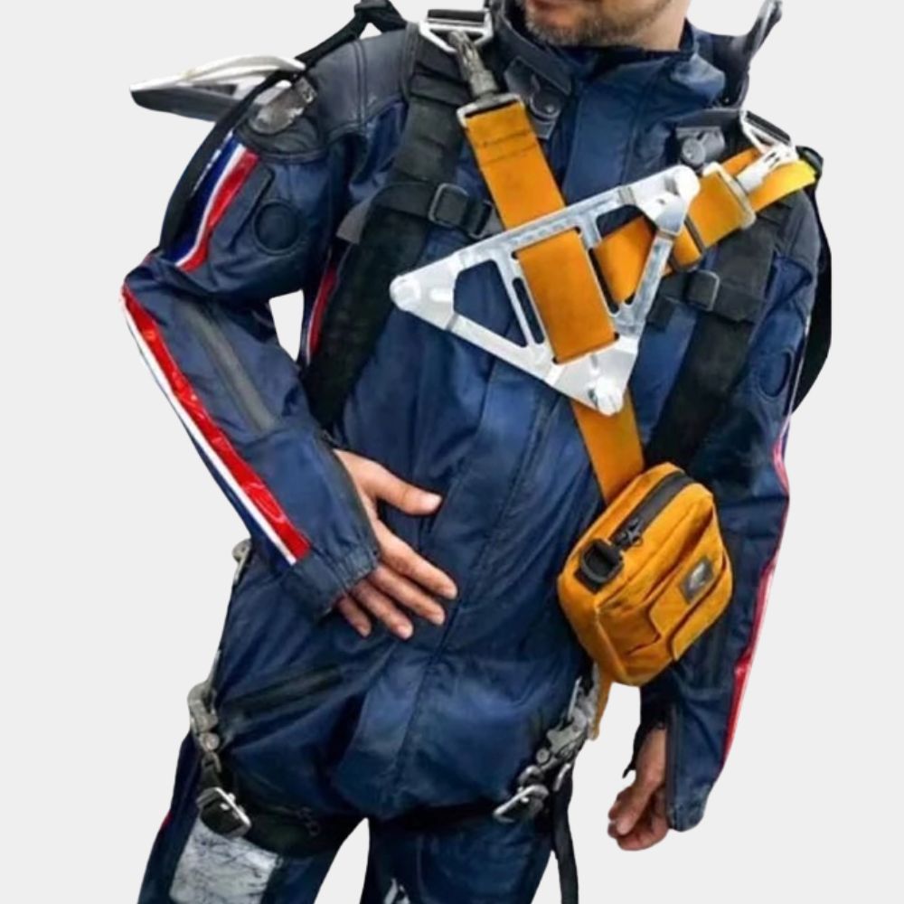 Death Stranding Sam Porter Bridges aka Norman Reedus Blue Jacket - Side Vew