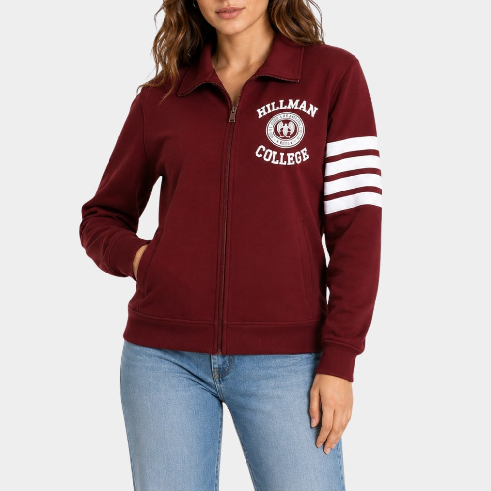 Deborah Wayne Maroon Hillman College Jacket