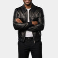 Delusional 2026 Mike Epps Black Leather Bomber Jacket - Front View