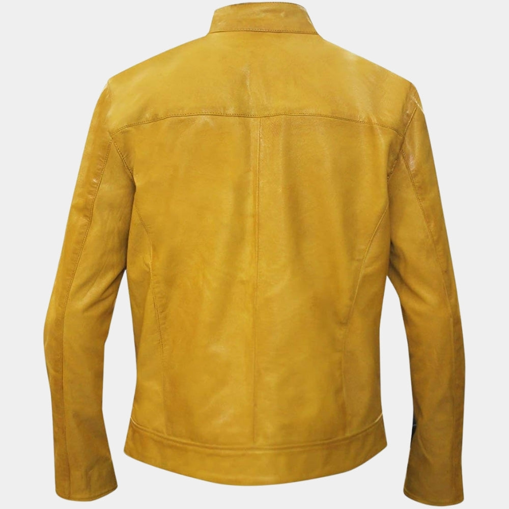 Detective Show  Dirk Gently aka Samuel Barnett Yellow Leather Jacket - Mannequin Back View