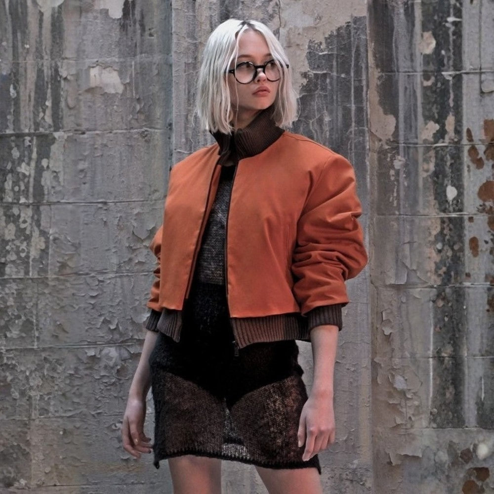 Disco Elysium  Kim Kitsuragi Orange Pilot Bomber Jacket - Front View