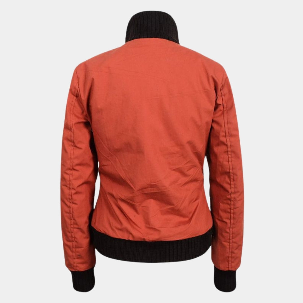Disco Elysium  Kim Kitsuragi Orange Pilot Bomber Jacket - Mannequin Back View