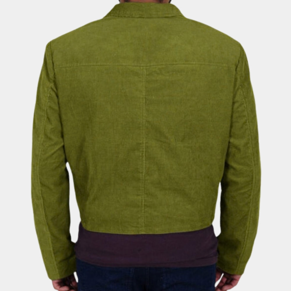 Django Unchained  Django (Jamie Foxx) Green Wool Coat - Back View