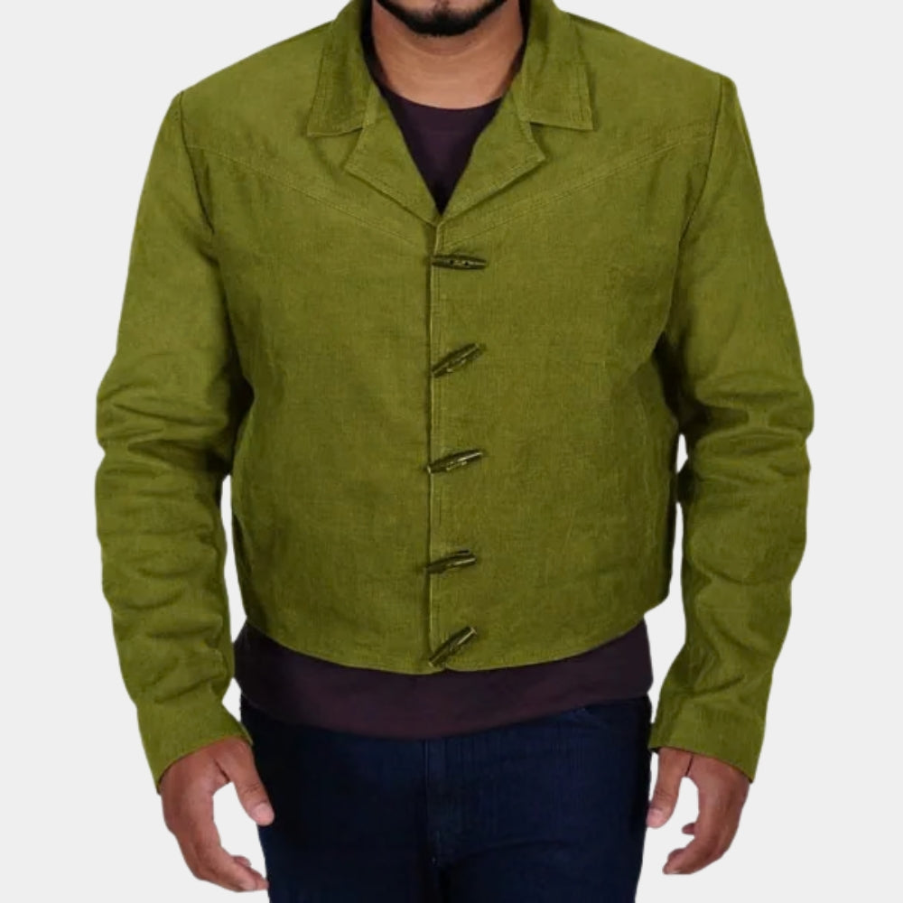 Django Unchained  Django (Jamie Foxx) Green Wool Coat - Front View