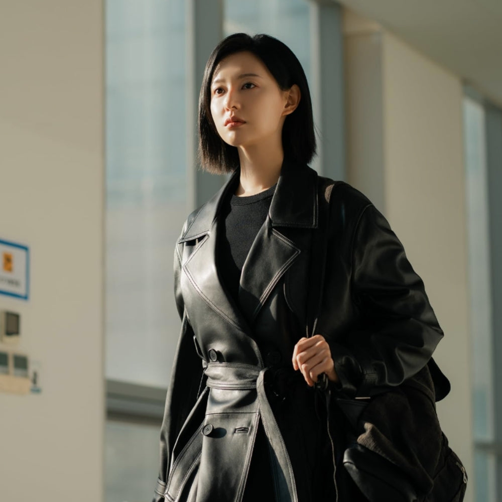 Doctor X Kim Ji-won Black Leather Trench