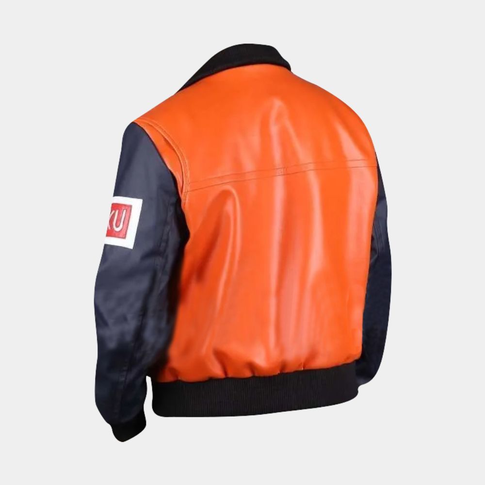 Dragon Ball Z  Goku Orange and Black Leather Jacket - Mannequin Back View