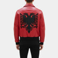 Drake Polar Opposites Albanian Flag Red Bomber Jacket - Back View